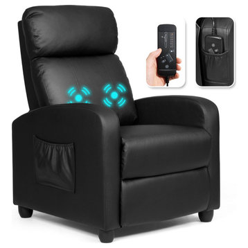 Recliner Massage Chair, Ergonomic Adjustable Single Sofa W/ Padded Seat