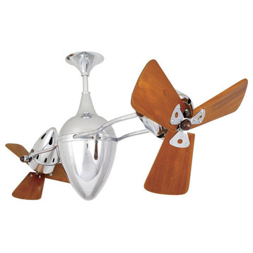 Ar Ruthiane Dual Ceiling Fan - Wood Blades in Polished Chrome (indoor rated)