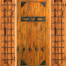Knotty Alder Exterior Prehung Door with Two Sidelites, Clavos - Front Doors