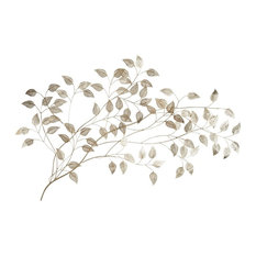 Decoración de pared con ramaje de metal dorado L.110 cm