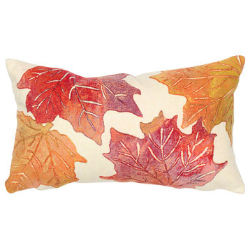 Visions IV Leaf Toss Indoor/Outdoor Pillow Flame Cream 12"x20"