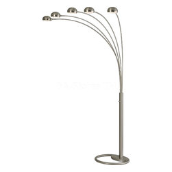 Mushroom Brushed Nickel Five Light Arc Lamp - Lighting