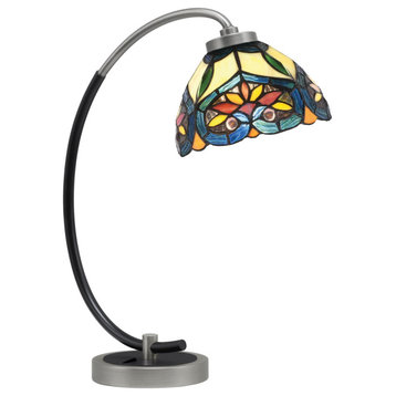Table Lamps & Desk Graphite & Matte Black Finish 7 Pavo Art Glass