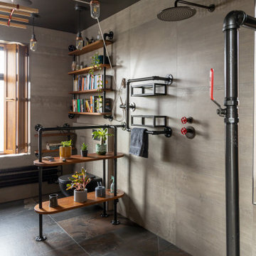 Industrial-Luxe Bathroom with Custom Details & Exposed Metalwork | ALFA Tiles UK