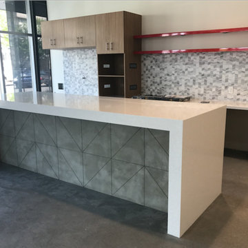 Cross cut concrete island