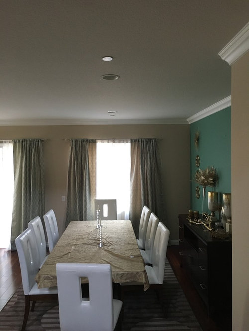 Chandelier and recessed lights