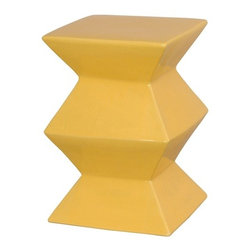 Sun Yellow Zigzag Garden Stool - Accent And Garden Stools