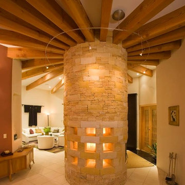 Freestanding Circular Sandstone Fireplace