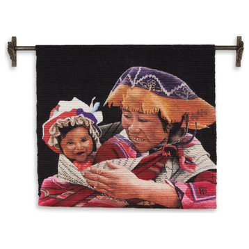 Novica Handmade Proud Young Mother Wool Tapestry