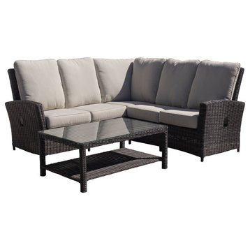 Courtyard Casual Cheshire 4 pc Recline Sectional Set with Coffee Table