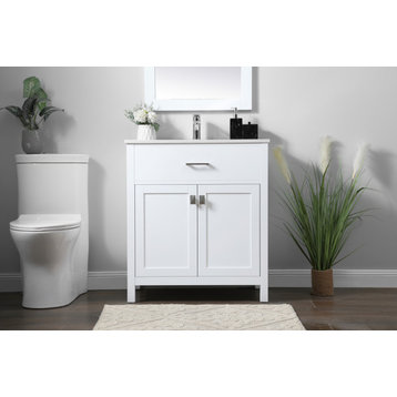 30" SIngle Bathroom Vanity, White