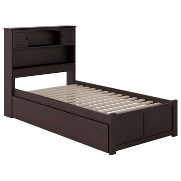 Newport Twin Extra Long Bed With Footboard and Twin Extra Long Trundle, Espresso