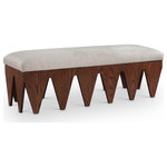 Meridian Furniture - Altair Upholstered Bench, Beige, 55" W, Velour Fur Fabric Brown Finish - Bold and architectural, the Altair beige velour fur fabric upholstered bench combines avant-garde design with plush luxury. The seat is covered in soft velour fur fabric, offering an indulgent texture that invites you to sit and relax. Its distinctive rich brown walnut oak veneer wooden base, featuring sharp, angular legs, brings a sculptural, modern touch to any room.
