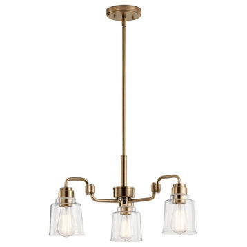 3 Light Small Chandelier In Vintage Industrial Style-12.5 Inches Tall and 22.75