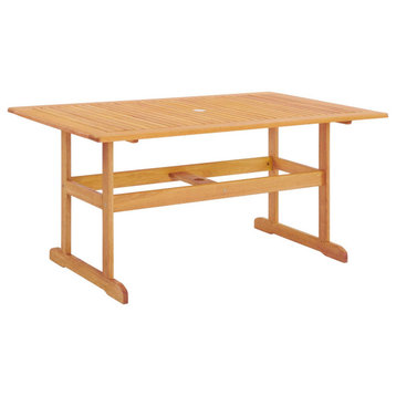 Hatteras 59" Rectangle Outdoor Patio Eucalyptus Wood Dining Table, Natural