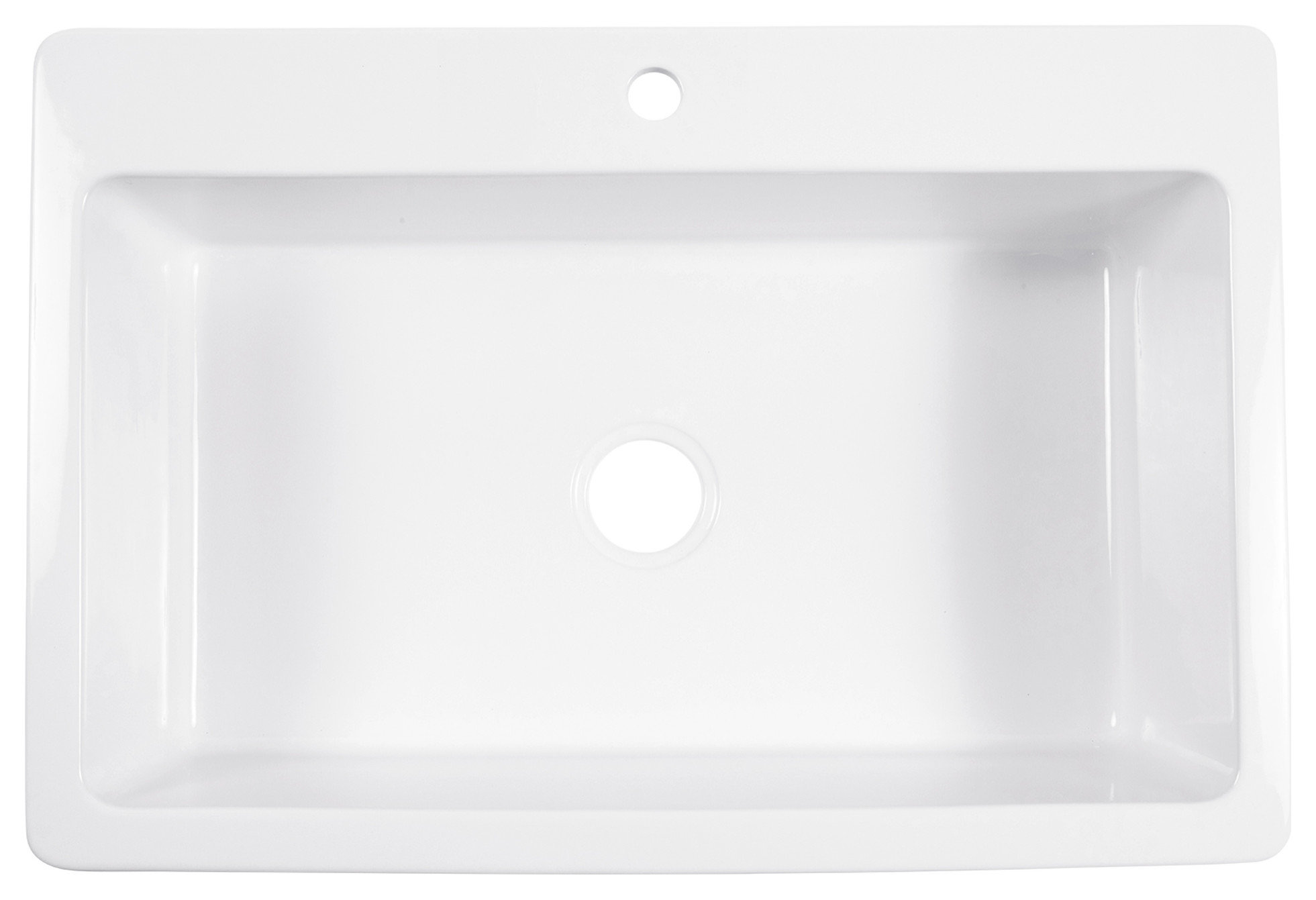 Jackson White Fireclay 33" Single Bowl Drop-In Kitchen Sink, Faucet Kit