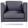 Soft Lounge Chair, Balliol Blue Wool, Polished Chrome Base