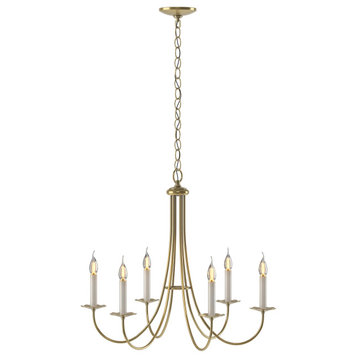 Simple Sweep 6 Arm Chandelier, Modern Brass Finish