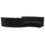 Meridian Furniture - Infinity Boucle Fabric Upholstered 4-Piece S-Shaped Modular Sectional, Black - Mix and match this Infinity boucle fabric modular chair with other items in the Infinity collection to find the best possible seating solution for your gang. Rich black boucle fabric feels welcoming and soft to the skin, so you stay seated comfortably for the big game or while watching your favorite programs. Deep channel tufting adds to the longevity and durability of this modular chair while giving it texture.