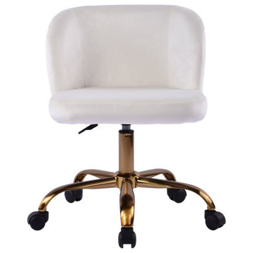 Rylee Swivel Vanity Chair, White Velvet
