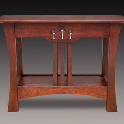 Glasgow Rose console table, cherry with carved roses & maple inlay - Console Tables