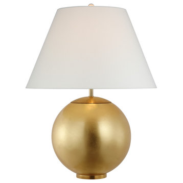 Morton Large Table Lamp in Gild with Linen Shade