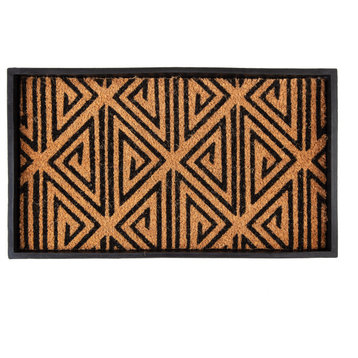 24.5"x14"x1.5" Rubber Boot Tray With Tan/Black Tribal Coir Insert