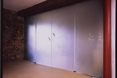 Internal glass sliding door partition