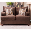 Furniture of America Tremble Transitional Fabric 2-Piece Sofa Set in Chocolate