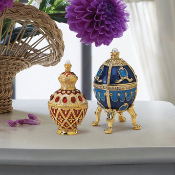 The Pushkin Collection 2-Piece Romanov Style Enameled Egg Set