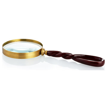Magnifying Glass, Mahogany and Antique Brass