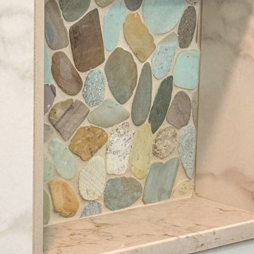 Bathroon Remodel with Hearth Stained Vanity, Tiled Shower and Intelligent Toilet