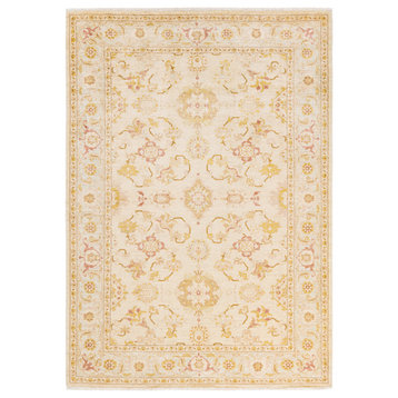Eclectic, One-of-a-Kind Hand-Knotted Area Rug Ivory, 6'3"x8'10"