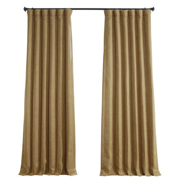 Faux Linen Darkening Curtain Single Panel, Butterscotch, 50"x96"