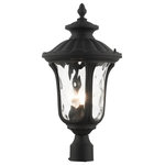 Livex Lighting - Textured Black Traditional, Victorian, Sculptural, Outdoor Post Top Lantern - From the Oxford outdoor lantern collection, this traditional cast aluminum three-light large post top lantern design will add curb appeal to any home. It features handsome, antique styling and decorative elements. Clear water glass casts an appealing light and lends to its vintage charm. The well-crafted ornamental details are all finished in a textured black. With superb craftsmanship and affordable price, this fixture is sure to tastefully indulge your senses.