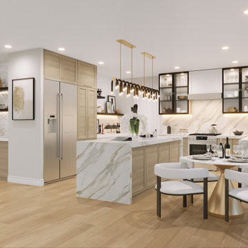 Black and White Kitchen and Living Room