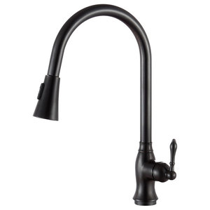 Single Handle Kitchen Faucet With Pullout Spray Oil Rubbed Bronze Modern Kitchen Faucets By Buildcom Houzz