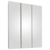 Tri-View Medicine Cabinet, 30"x36", Polished Edge, Partially Recessed