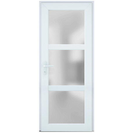 Front Exterior Prehung Door Frosted Glass / Manux 8552 White 36 x 80" Right In