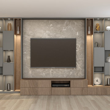 Wall Mounted TV Unit Brown Orleans Oak Dust Grey! Inspired Elements
