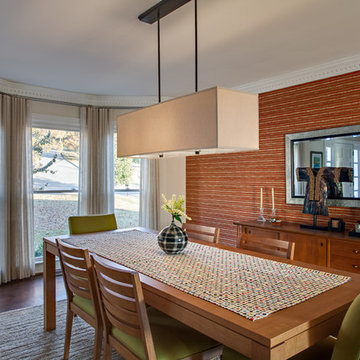 Dining Room with Faux Grasscloth Wallpaper