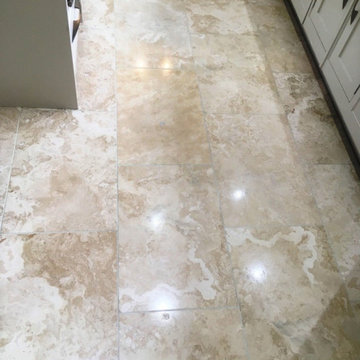 Polishing a Dull Travertine Kitchen Floor in Wilmslow