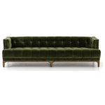 Four Hands - Dylan Sofa,Rider Black - A low, tight mid-century silhouette in an intriguing sapphire olive features clean-lined arms and dramatic blind tufting.