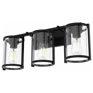 Astwood Matte Black With Clear Glass 3 Light Vanity Wall