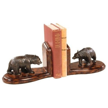 Bookends Bookend MOUNTAIN Lodge Bear Burnt Umber Resin Hand-Painted