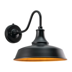 Dorado 1 Light Barn Outdoor Wall Lantern, Dark Bronze/Light Gold, 12"x11.5"x18"