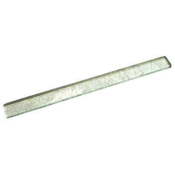 0.5"x11.75" Kiaan Glass Pencil Liner Tile, Clear Silver