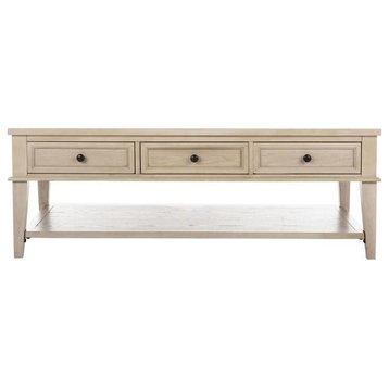 Dion Coffee Table With Storage Drawers White Wash