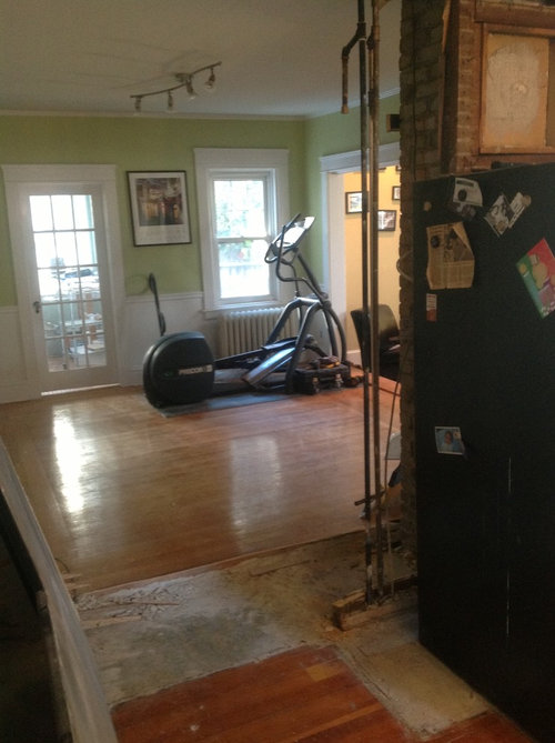 Building island around a chimney.