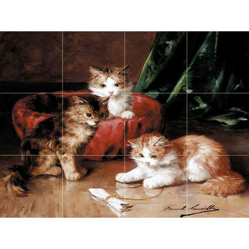Tile Mural, Three Young Kittens Backsplash Ceramic Glossy